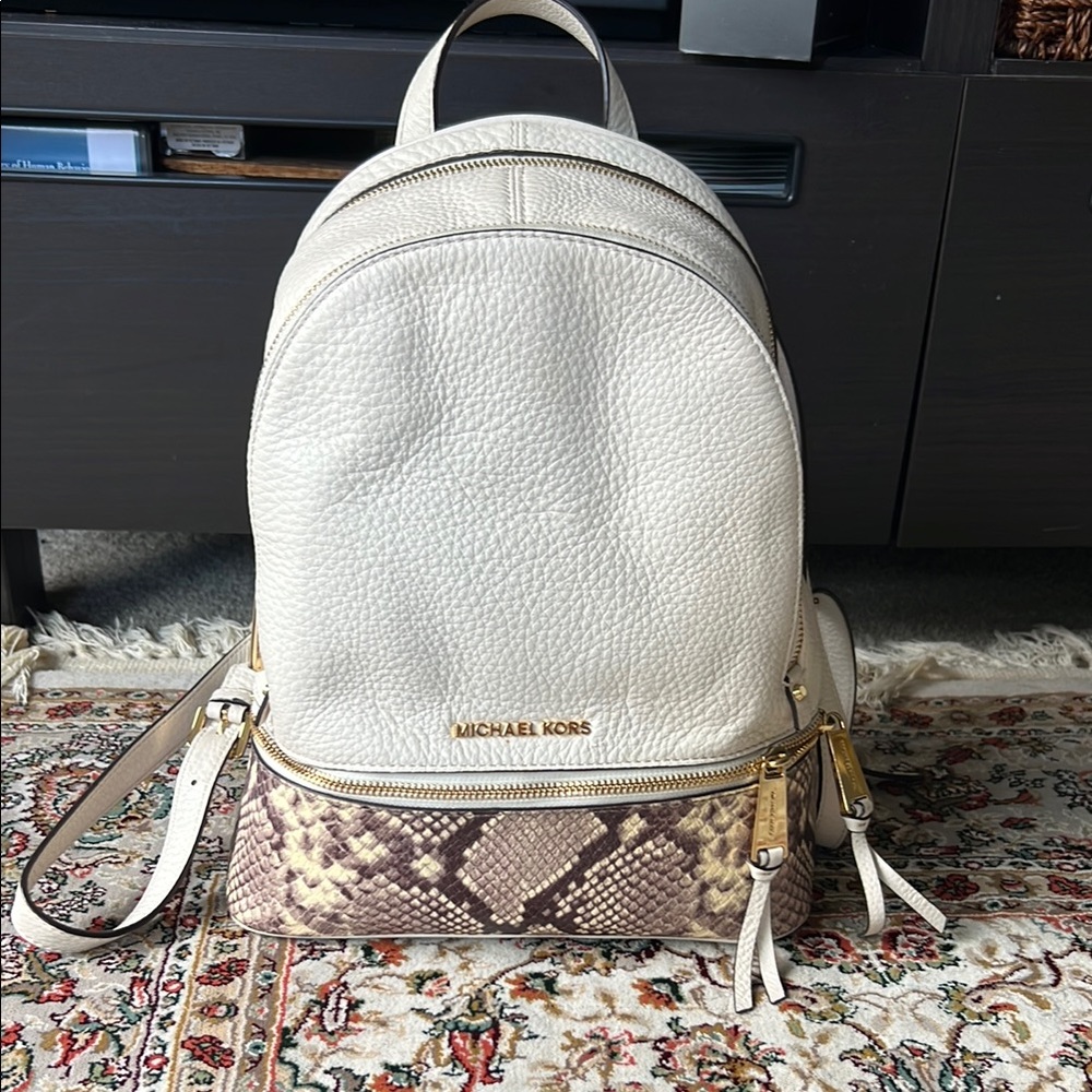 Michael Kors Cream and Brown Backpack